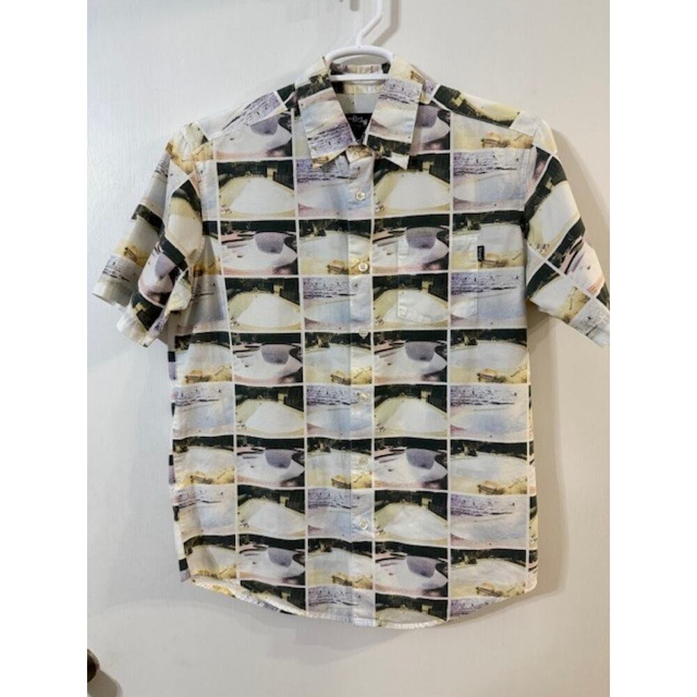 Stussy Men's Button Up All Over Print Y2K Pocket Short Sleeve Shirt - Size Small
